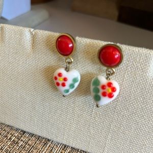 Handmade glass heart earrings